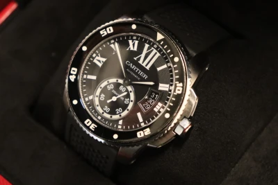 Cartier Diver 42MM Ceramic Bezel Black Dial Rubber Srap 3729 Box & Papers 2015