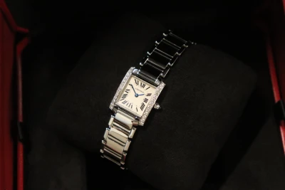 Cartier Tank Française 28MM White Dial Stainless Steel 2384 AM Diamond Boxed