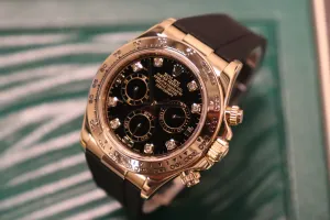 Rolex Cosmograph Daytona 18K Yellow Gold Black Diamond Dial Boxed Circa 2007