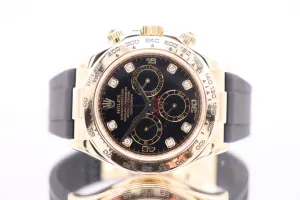 Rolex Cosmograph Daytona 18K Yellow Gold Black Diamond Dial Boxed Circa 2007