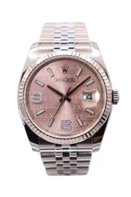 Rolex Datejust 36mm 18ct Steel Pink Wave Dial Jubilee 116234 2015
