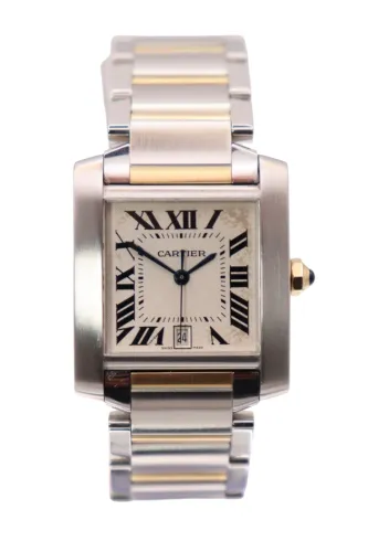 Cartier Tank Automatic 18K Yellow Gold & Stainless Steel 2302 Boxed Circa 2004