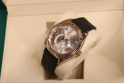 Rolex Skydweller 42MM 18K Rose Gold Sundust Dial 326135 Circa 2017 Boxed