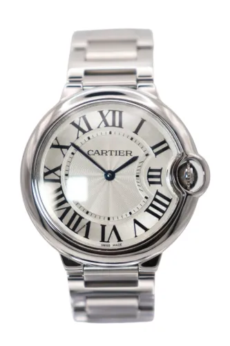Cartier Ballon Bleiu Stainless Steel White Dial 36mm Quartz 3005 2010 B&P
