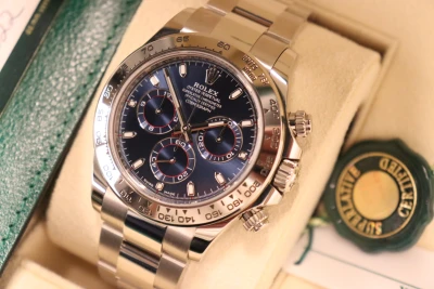 Rolex Cosmograph Daytona 18K White Gold Blue Dial Full 116509 Full Set 2022