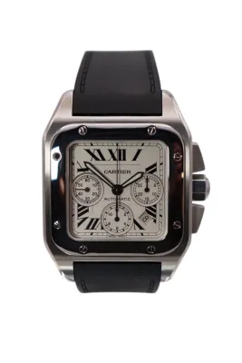 Cartier Santos XL100 Chronograph Steel Aftermarket Rubber Box & Paper Circa 2010