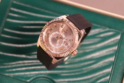 Rolex Skydweller 42MM 18K Rose Gold Sundust Dial 326135 Circa 2017 Boxed