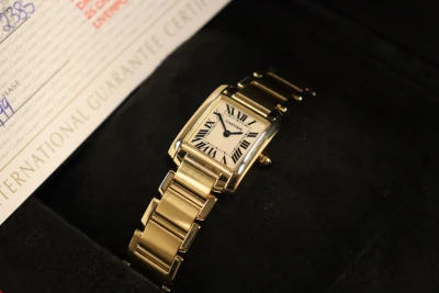 Cartier Tank 26MM W50002N2 18K Yellow Gold Bracelet White Dial B&P 1999