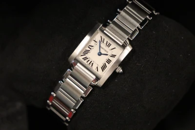 Cartier Tank Francise 24MM White Dial Stainless Steel 3284 B&P 2001