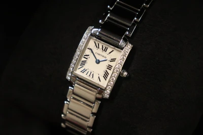 Cartier Tank Française 28MM White Dial Stainless Steel 2384 AM Diamond Boxed