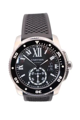 Cartier Diver 42MM Ceramic Bezel Black Dial Rubber Srap 3729 Box & Papers 2015