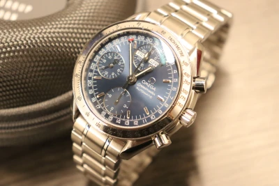 Omega Speedmaster 3523.8 Triple Calander Stainless Steel Blue Dial Circa 2005