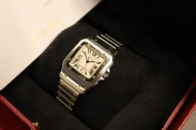 Cartier Santos 29mm 18K Yellow Gold & Stainless Steel 1566 Quartz 2009 B&P