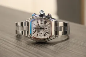 Cartier Roadster XL Chronograph White Dial Steel W62019X6 Boxed Circa 2006