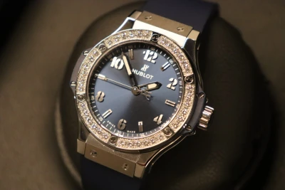 Hublot Big Bang 38mm Steel Blue Dial Diamond Bezel 361.SX.7170.RX B&P 2022