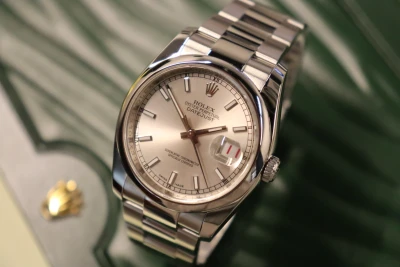 Rolex Datejust 36MM Steel Roulette Silver Dial Oyster 116200 Box & Papers 2007