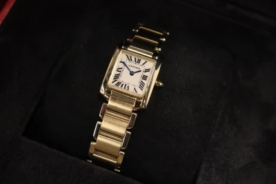 Cartier Tank 26MM W50002N2 18K Yellow Gold Bracelet White Dial B&P 1999