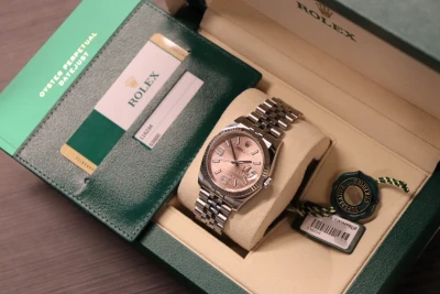 Rolex Datejust 36mm 18ct Steel Pink Wave Dial Jubilee 116234 2015