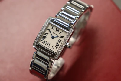 Cartier Tank Française 28MM White Dial Stainless Steel 2384 AM Diamond Boxed