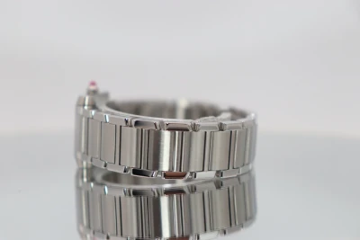 Cartier Tank Française W51031Q3 Silver Dial Pink Cabochon Crown Steel 2017 B&P