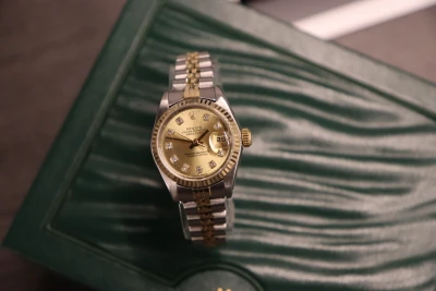 Rolex DateJust Steel & Gold Diamond Dial Fluted 26MM 69173 Boxed Circa 1985