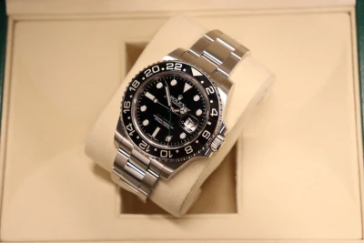 Rolex GMT Master II 40MM Black Ceramic Green Hand 116710LN Box & Papers 2015