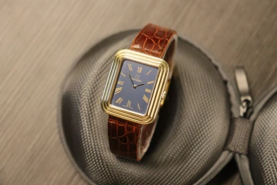 Omega De Ville 27mm Yellow Gold Blue Dial Manual Wind Vintage 1975 Ref 511.90081