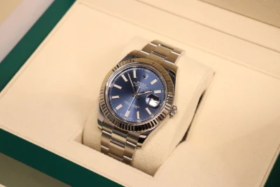 Rolex Date Just II 41mm Blue Baton Dial 116334 Oyster Stainless Steel Circa 2012
