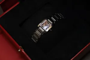 Cartier Tank Francaise Ladies Pink MOP 20mm x 25mm Steel 2384 Boxed