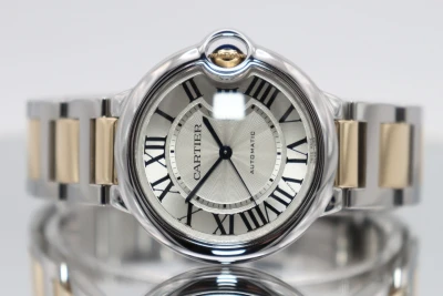 Cartier Ballon Bleu 36MM Automatic 18K Yellow Gold & Stainless 3284 B&P 2013