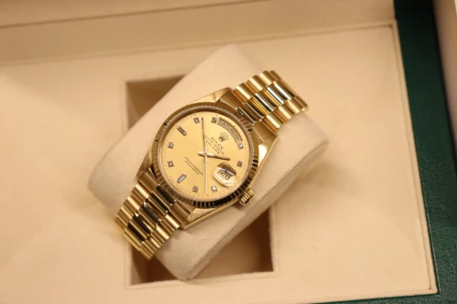 Rolex Day-Date 18038 36mm 18K Yellow Gold Diamond Dial Presidential B&P 1987