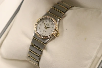 Omega Constellation Ladies 18K Yellow Gold Steel Diamond Bezel 895.1203 1990s