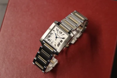 Cartier Tank Large Automatic 18K Yellow Gold & Steel 2302 Boxed Circa 2004