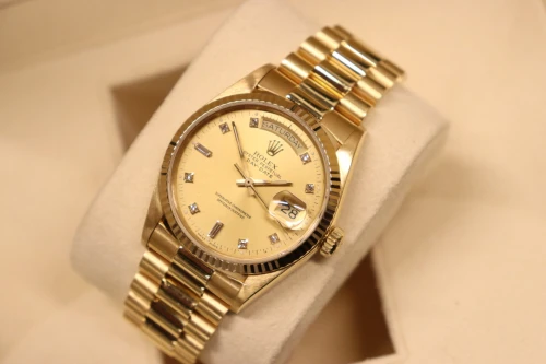 Rolex Day-Date 18038 36mm 18K Yellow Gold Diamond Dial Presidential B&P 1987