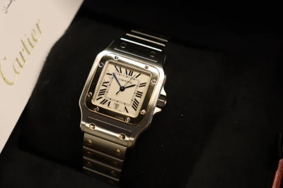 Cartier Santos 29mm 18K Yellow Gold & Stainless Steel 1566 Quartz 2009 B&P