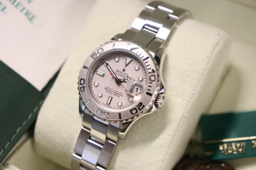 Rolex Yachtmaster 29MM Platinum Bezel & Stainless Steel 169622 2001 Full Set