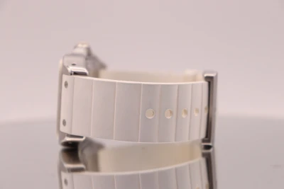 Cartier Santos Midi Stainless Steel 2878 White Rubber Bezel Boxed Circa 2010
