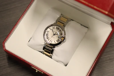 Cartier Ballon Bleu 36MM Automatic 18K Yellow Gold & Stainless 3284 B&P 2013