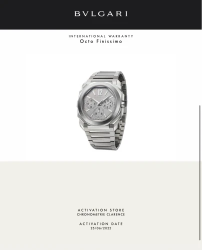 Bulgari Octo Finissimo Chrono GMT 43mm Stainless Steel 103661 E-Warranty 2022