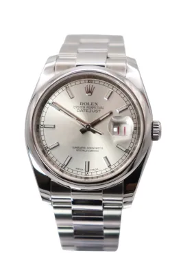 Rolex Datejust 36MM Steel Roulette Silver Dial Oyster 116200 Box & Papers 2007