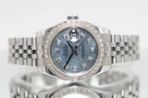 Rolex Datejust 26mm Mother of Pearl Diamond Dial Aftermarket 179174 Bezel B&P 2005