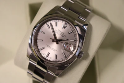 Rolex Datejust 36MM Steel Roulette Silver Dial Oyster 116200 Box & Papers 2007