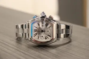 Cartier Roadster XL Chronograph White Dial Steel W62019X6 Boxed Circa 2006