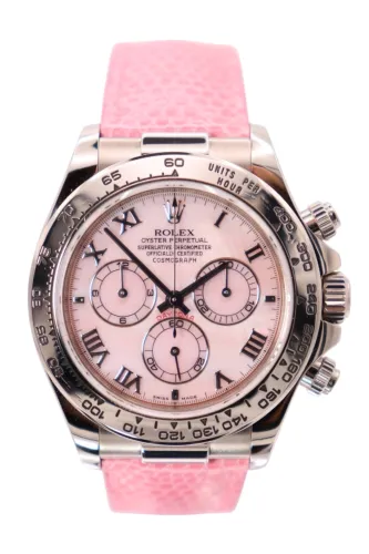 Rolex Daytona 18ct White Gold Pink Beach Mother of Pearl 116519 2004 Full Set