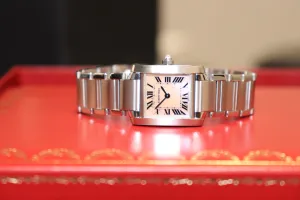 Cartier Tank Francaise Ladies Pink MOP 20mm x 25mm Steel 2384 Boxed