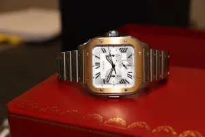 Cartier De Santos Chrono 43mm Steel & 18k Yellow Gold W2SA0008 Box & Papers 2019