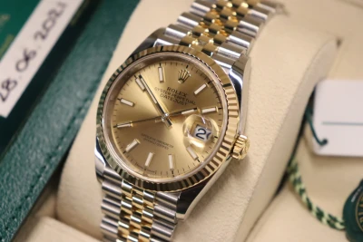 Rolex DateJust 36mm 126233 18K Yellow & Steel Champagne Dial Box & Papers 2021