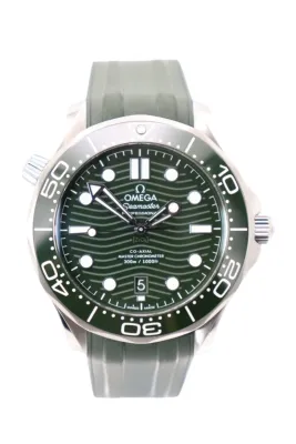 Omega Seamaster 42MM Green Dial Ceramic Bezel Rubber Strap 210.32.42.20.10.001 Box & Papers 2023