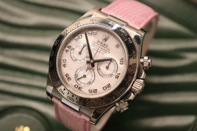 Rolex Cosmograph Daytona Pink Dial Leather strap 116519 Full Set 2007