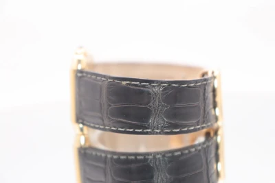 Cartier Tank Quartz Chrono 18K Gold Black Leather Strap 1830 Boxed Circa 2000